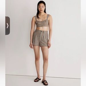 Madewell The Neale Short in Gingham Seersucker Multi Plaid NWOT
